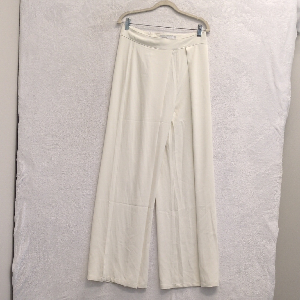MUY MUY Women's‎ White Wide Leg Flowy High Waist Pants Size L